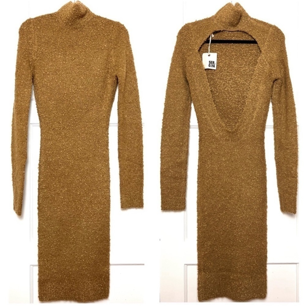 NWT RETROFETE SER.O.YA Boucle Long Sleeve Open Back Dress Si Medium - Picture 6 of 8